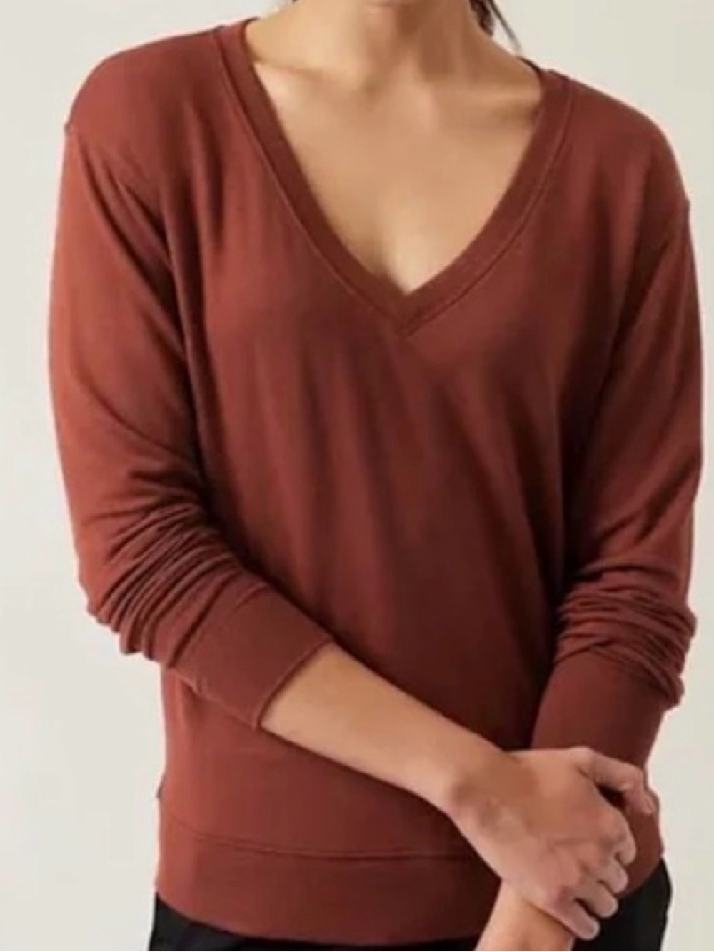 Athleta Sunrise V-Neck Sweater - Cabernet